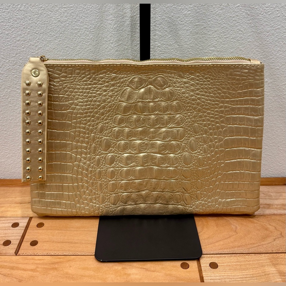 Large Faux Leather Crocodile Clutch